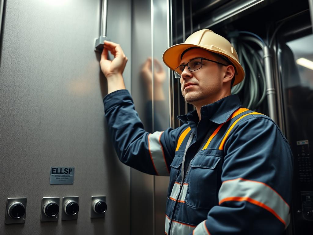 Elevator technician at work